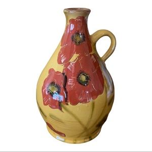 Vintage Fleur Rouge Red Flower Ceramic Yellow Oil Jar by Ambiance Kitchen
